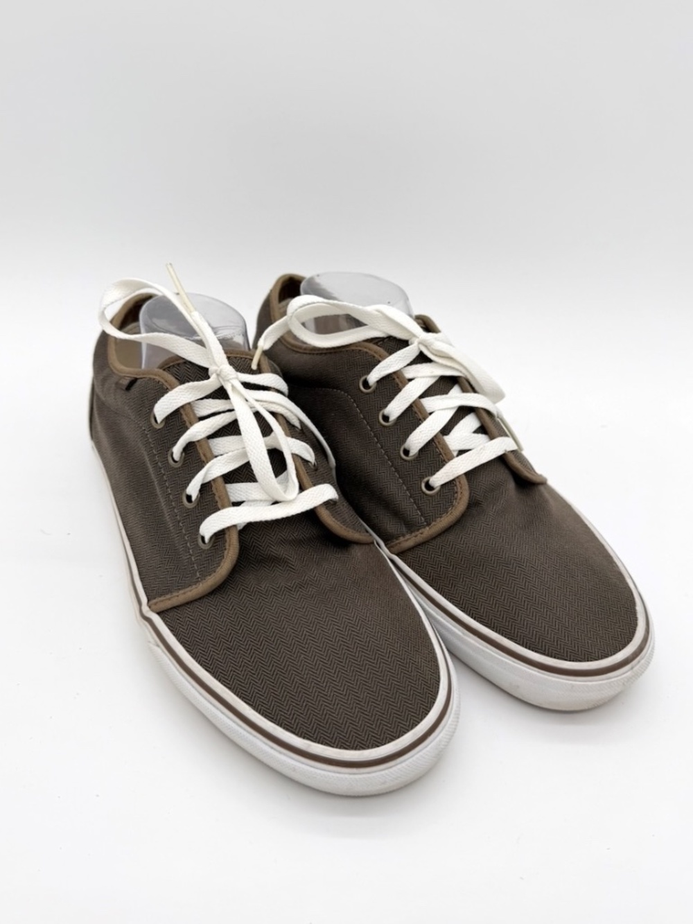 Vans 106 Vulcanized Mens Size 12 Brown Canvas Skate Shoes Herringbone Low Top